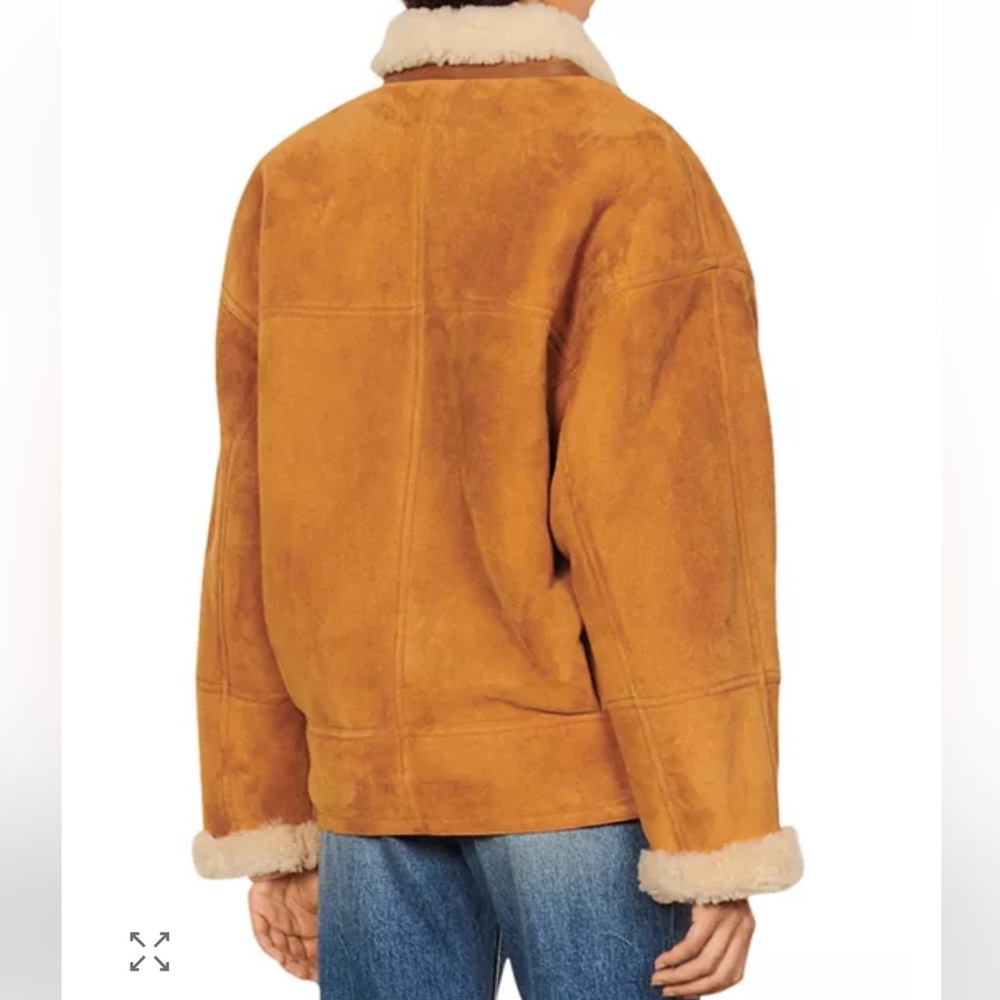 SANDRO Royal 100% Shearling Leather Jacket - Picture 5 of 14